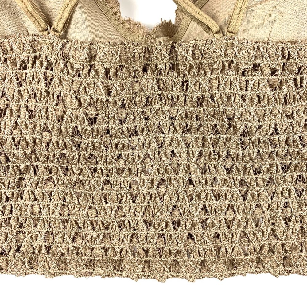 Anemone Crochet Lace Golden Brown PLUS Bralette with adjustable Spaghetti Straps - Picture 4 of 7